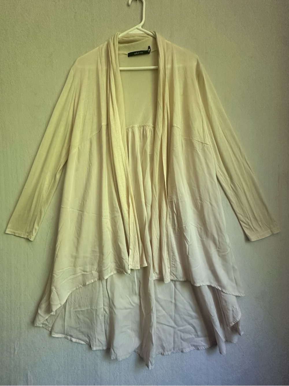 Ark & Co Cream Waterfall Knit Shawl Coastal Grandma Draped Cardigan Sz M Beach